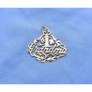 Unique 14K Karat Solid Yellow Gold Designer Initial " #1 Grandma " Charm Pendant